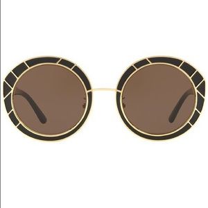 Authentic Tory Burch Black & gold round sunglasses